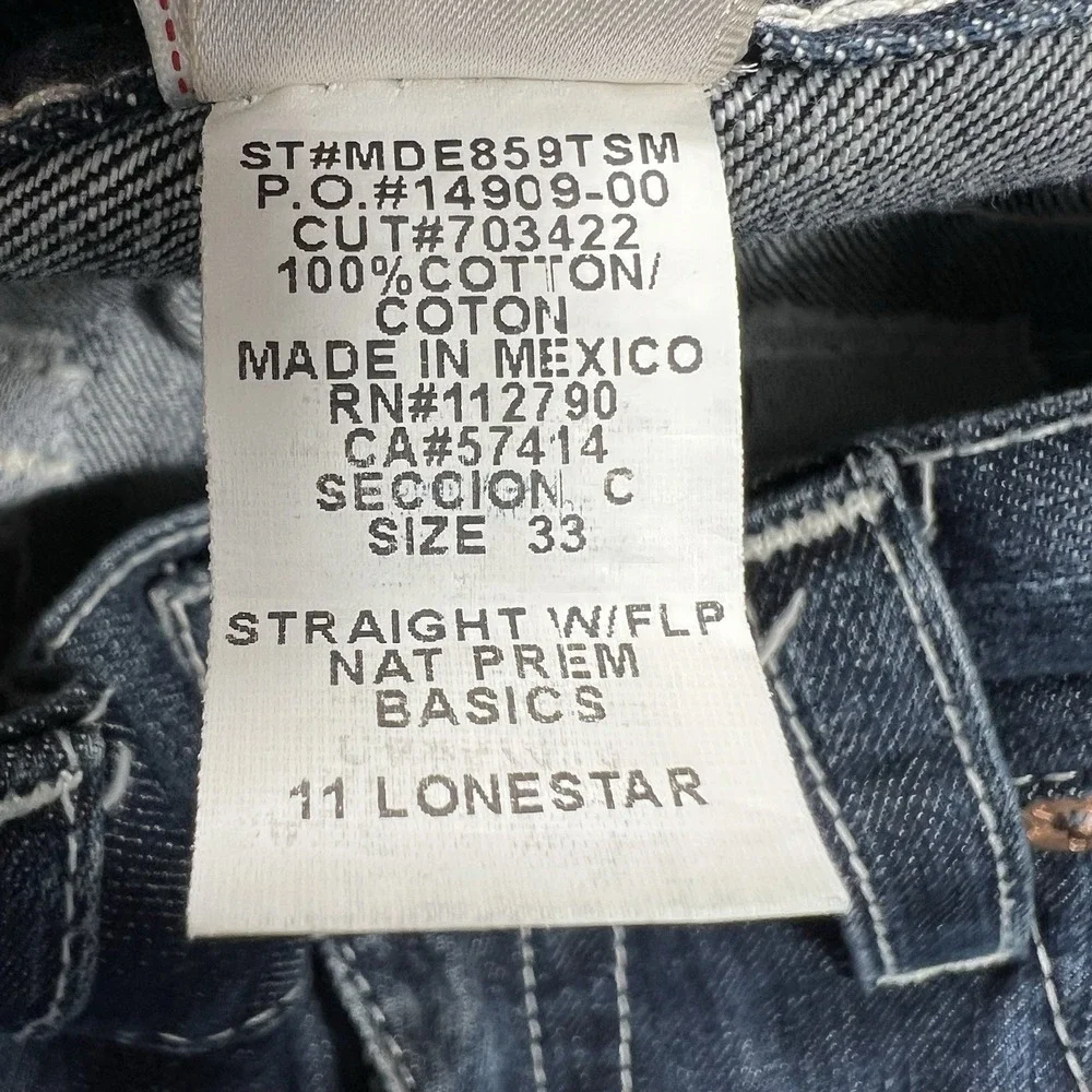 True‎ Religion Jeans Men's 33 (Actual 35x33.5) Lonestar Straight Flap Pocket Y2K
